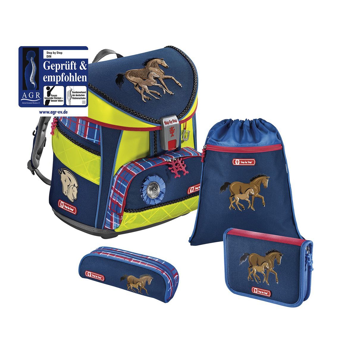 Step by Step Light DIN Horse Family Schulranzen Set 4tlg.