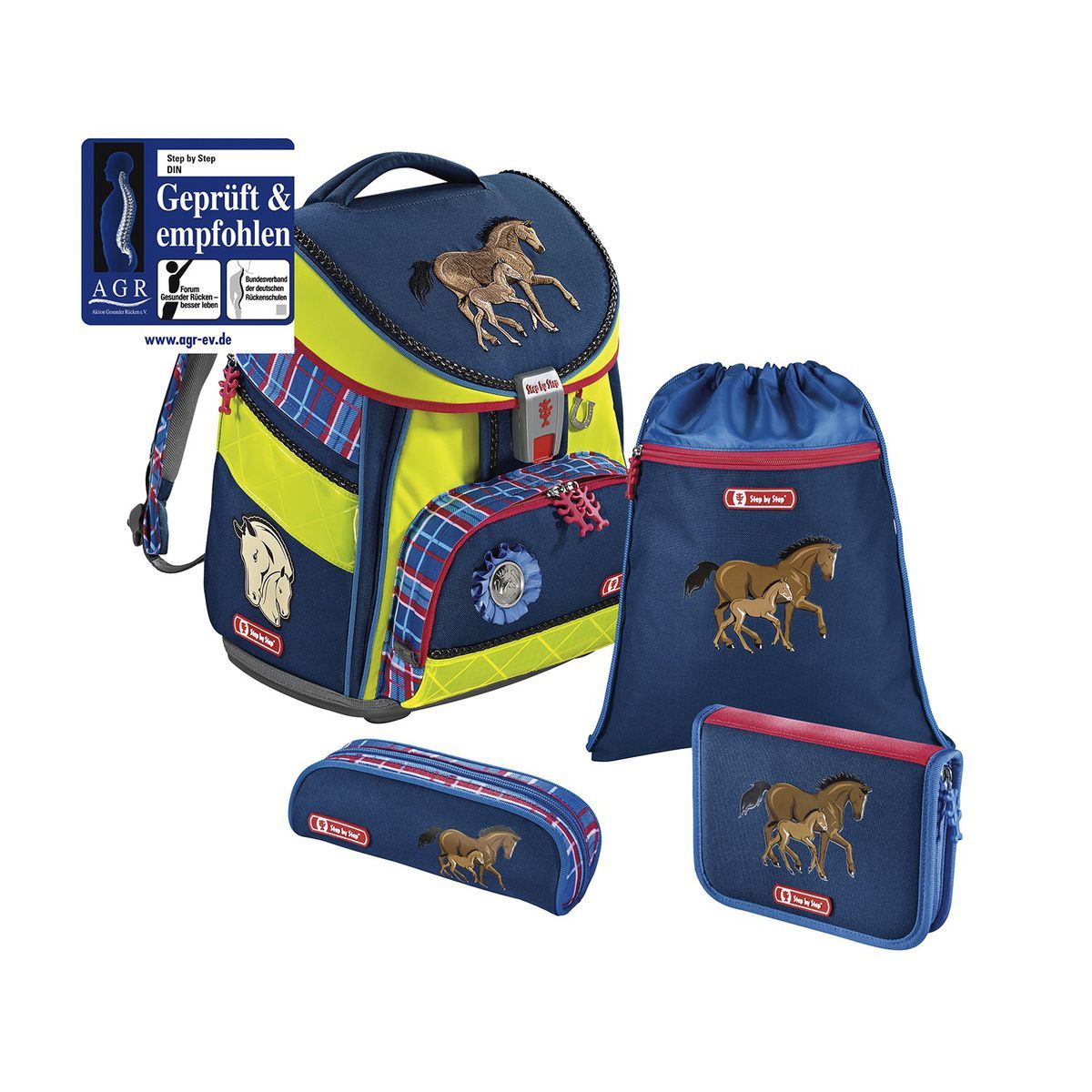 Step by Step Comfort DIN Horse Family Schulranzen Set 4tlg.