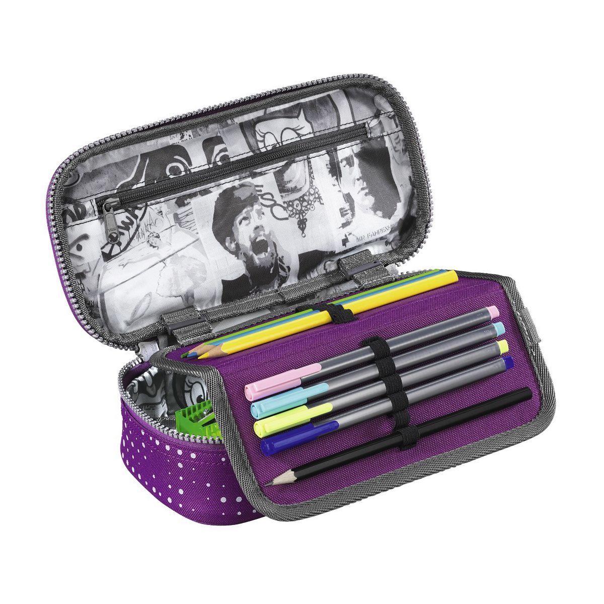 Coocazoo PencilDenzel Purple Galaxy Reflective Schlamperbox