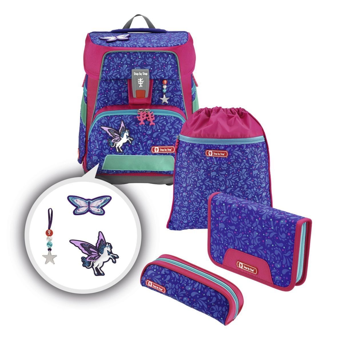 Step by Step e-Space Sparkling Pegasus Schulranzen Set 5tlg.