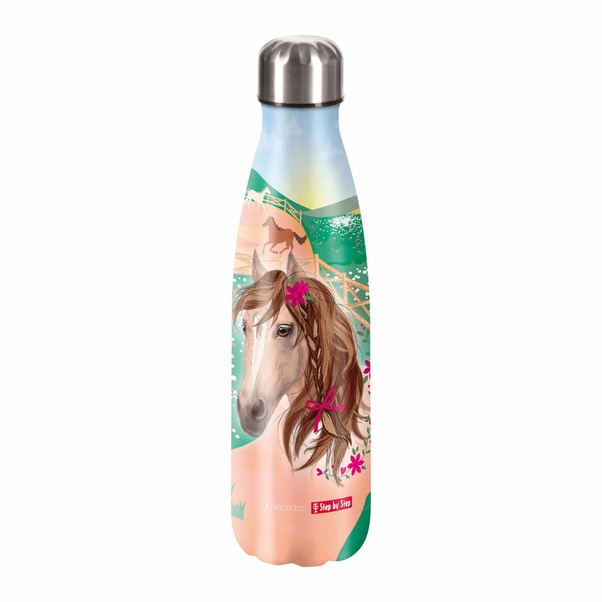 Step by Step Isolierte Edelstahl Trinkflasche Horse Lima