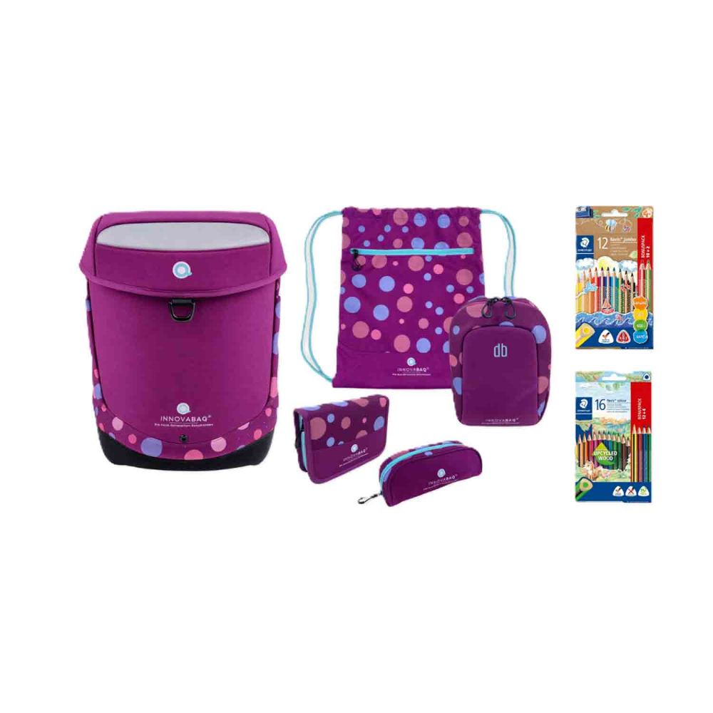 Innovabaq Purple Bubbles Schulranzen Set 5tlg.