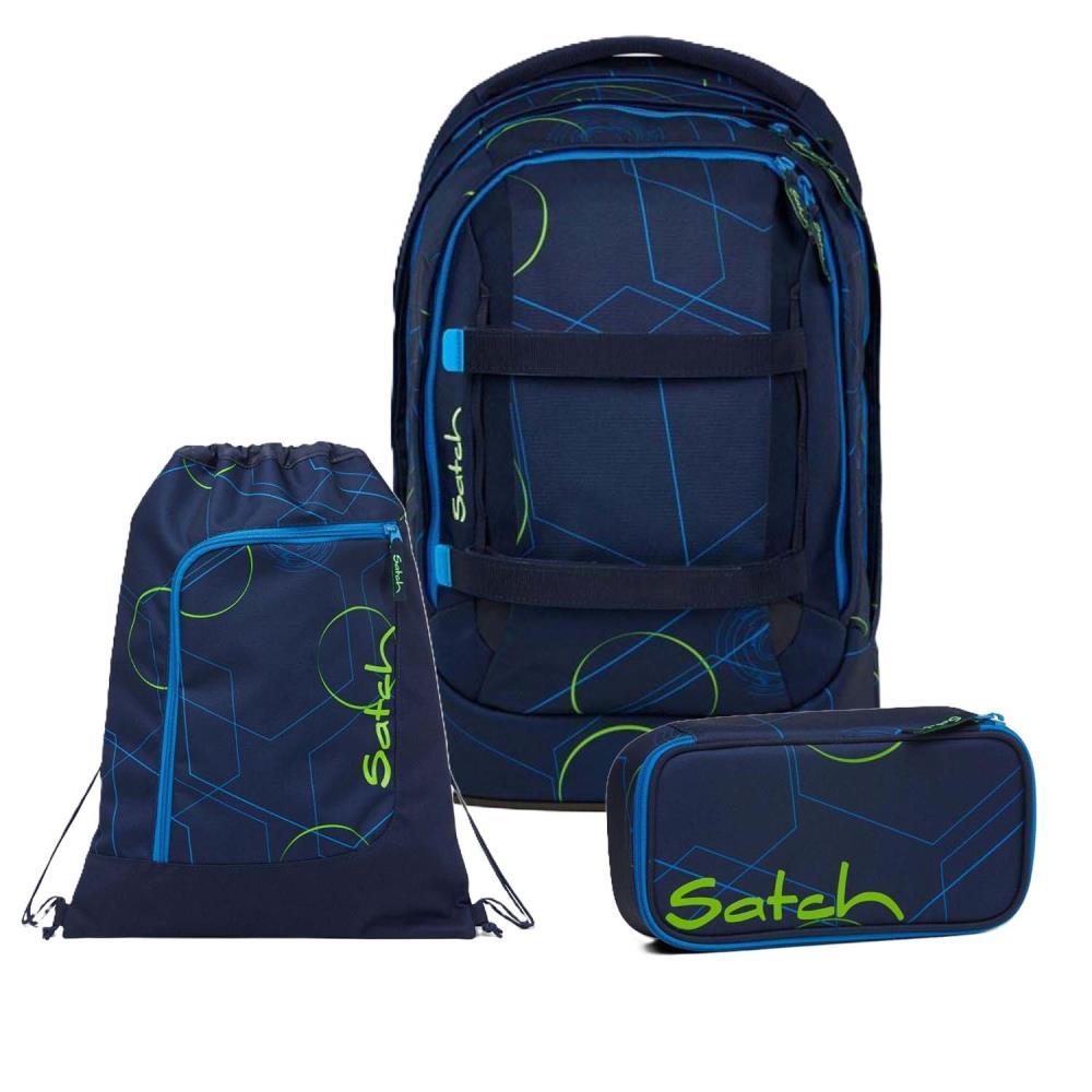 Satch Pack Blue Tech Schulrucksack Set 3tlg.