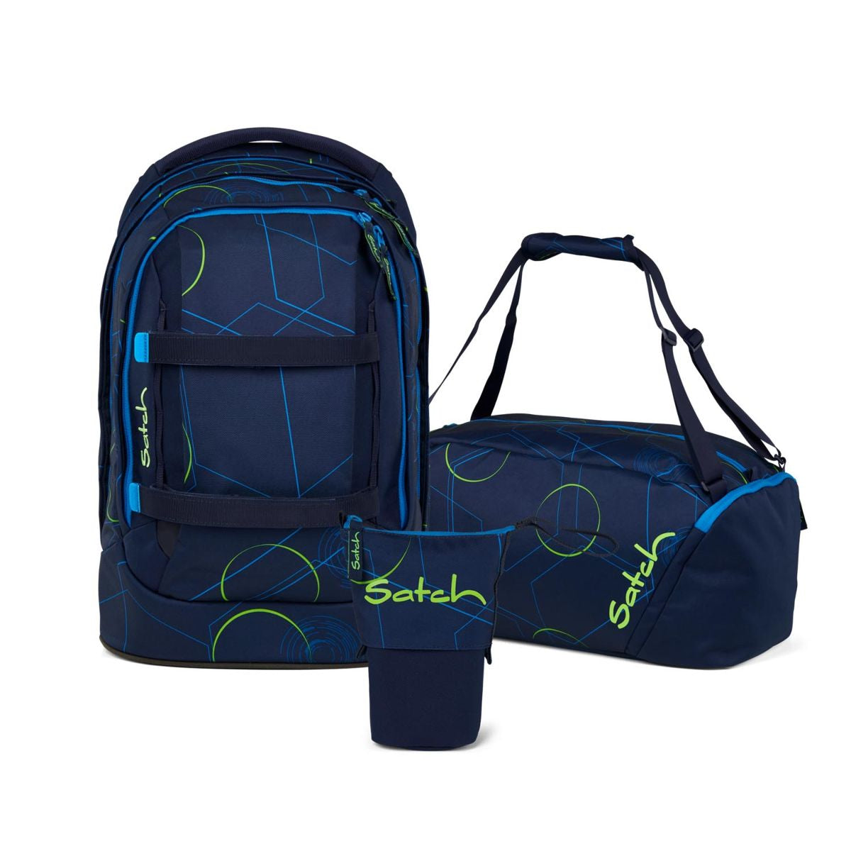 Satch Pack Blue Tech Pencil Slider Edition Schulrucksack Set 3tlg.