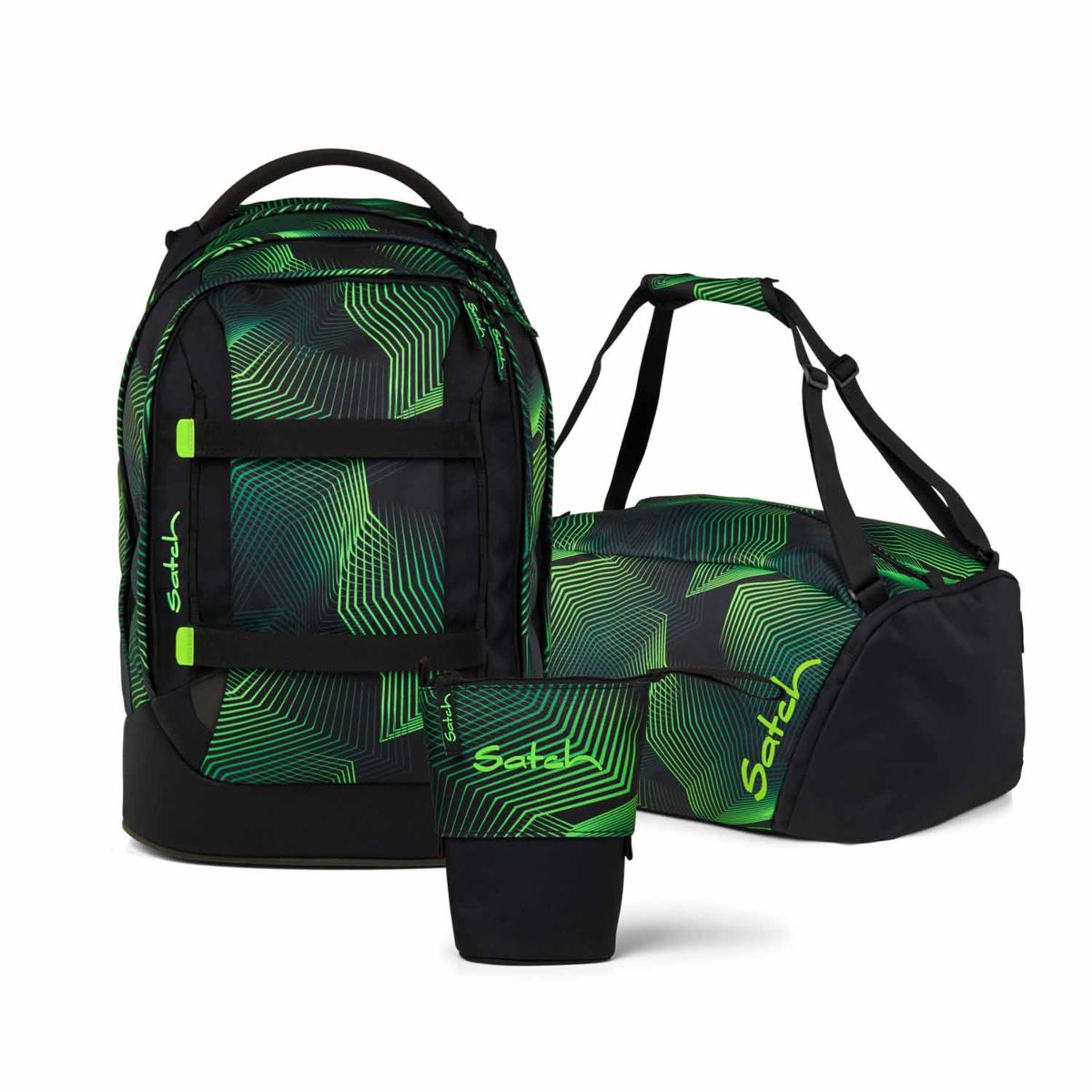 Satch Pack Seismic Green Pencil Slider Edition Schulrucksack Set 3tlg.