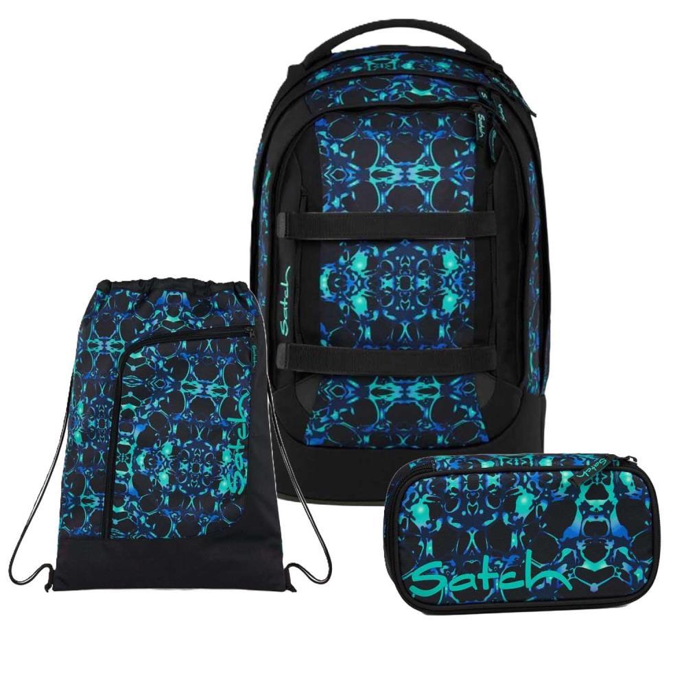 satch wanderrucksack Satch Pack Caleido Blue Schulrucksack Set 3tlg