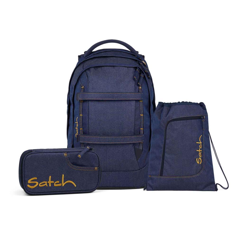 Satch Pack Denim Blue Special Edition Schulrucksack Set 3tlg.