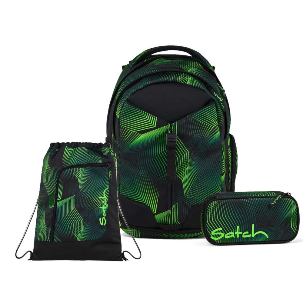 Satch Match Seismic Green Schulrucksack Set 3tlg.