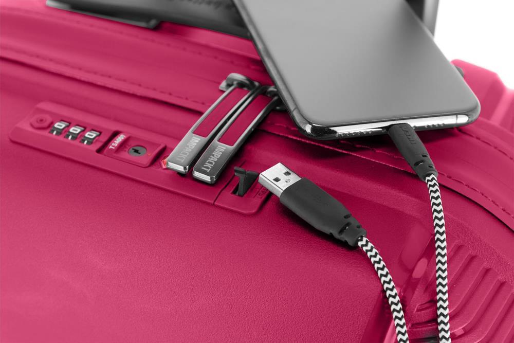 Impackt IP1 USB Port Flora Pink 4-Doppelrollen Trolley S 55 cm