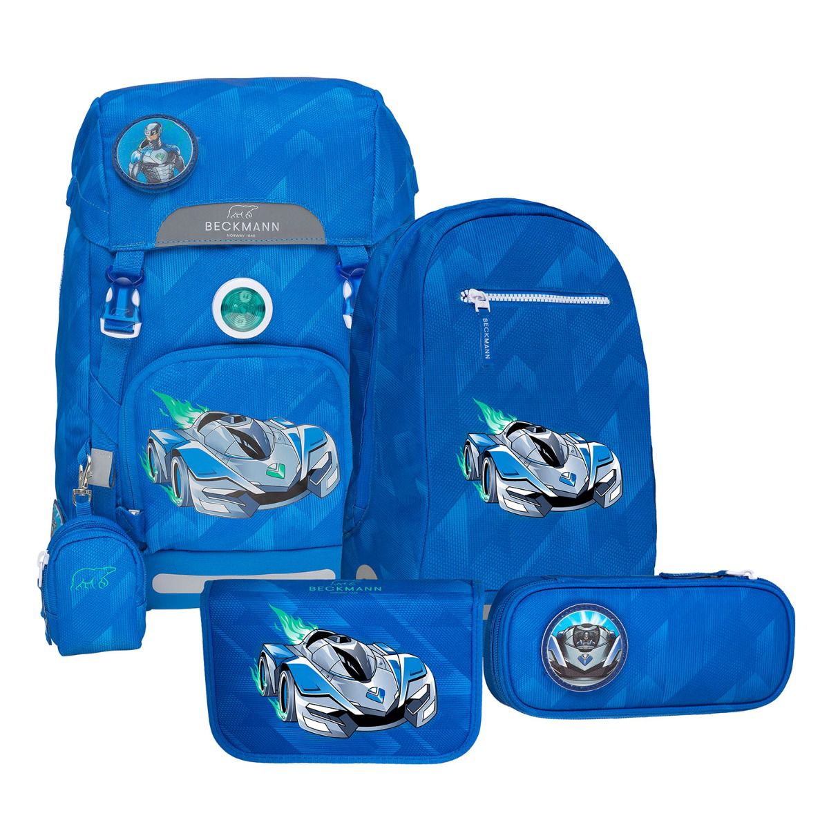 Beckmann Classic Supercar Blue Schulrucksack Set 6tlg. Exclusiv Kollektion