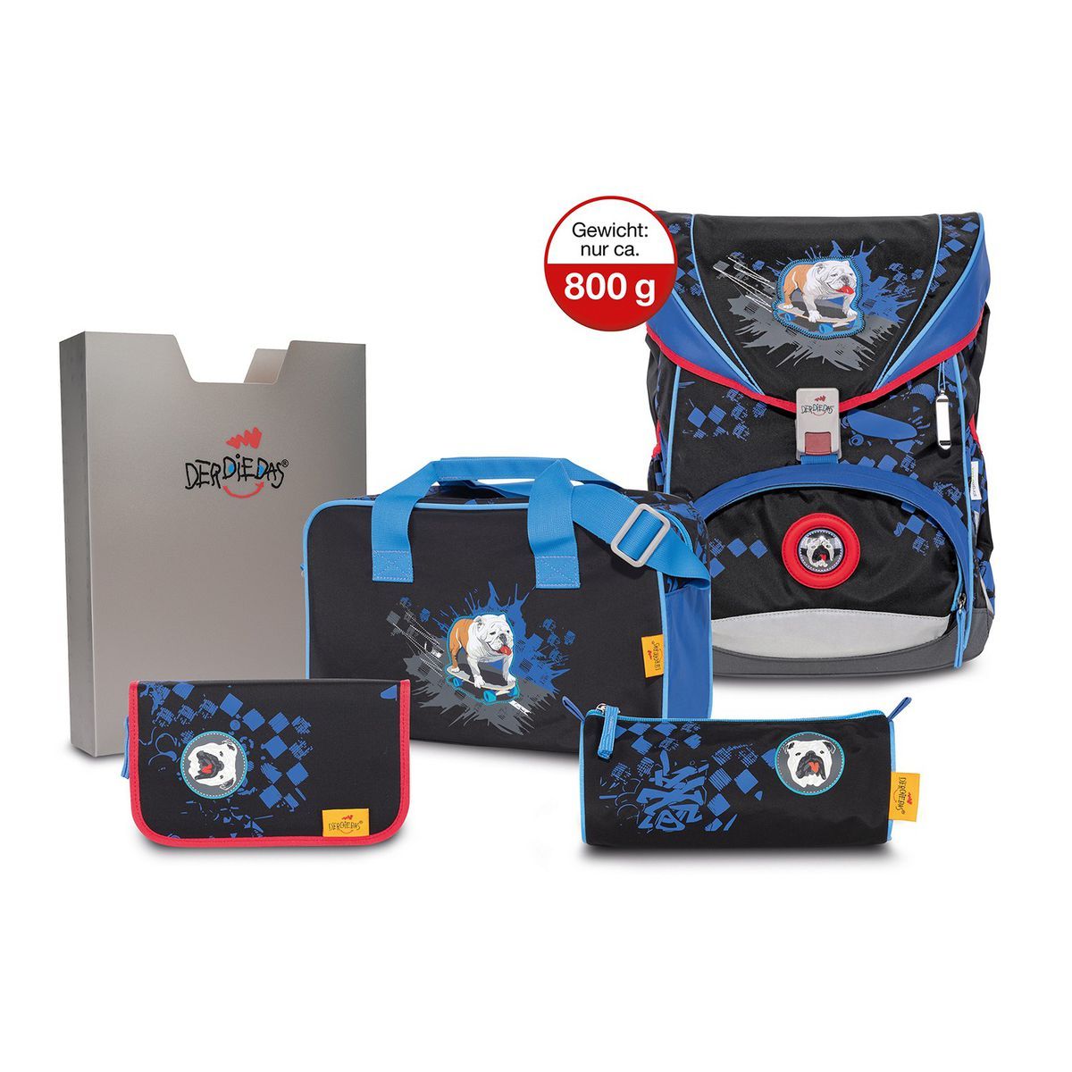 DerDieDas ErgoFlex Skate Dog Schulrucksack Set 5tlg.