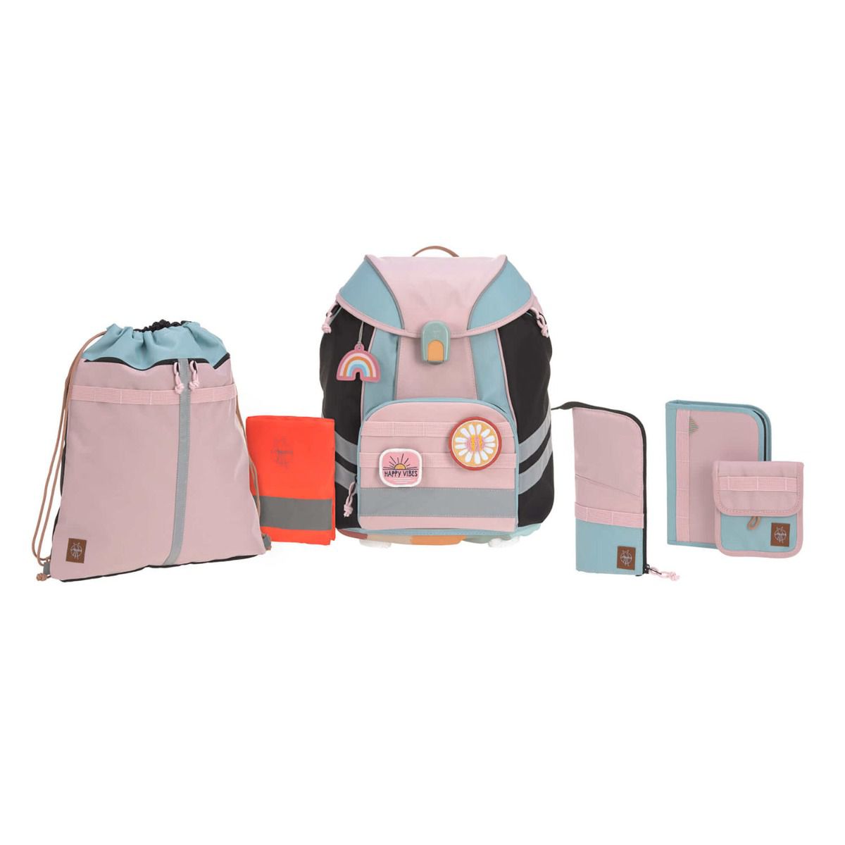 Lässig Flexy Unique Rose Blue Black Schulrucksack Set 7tlg.