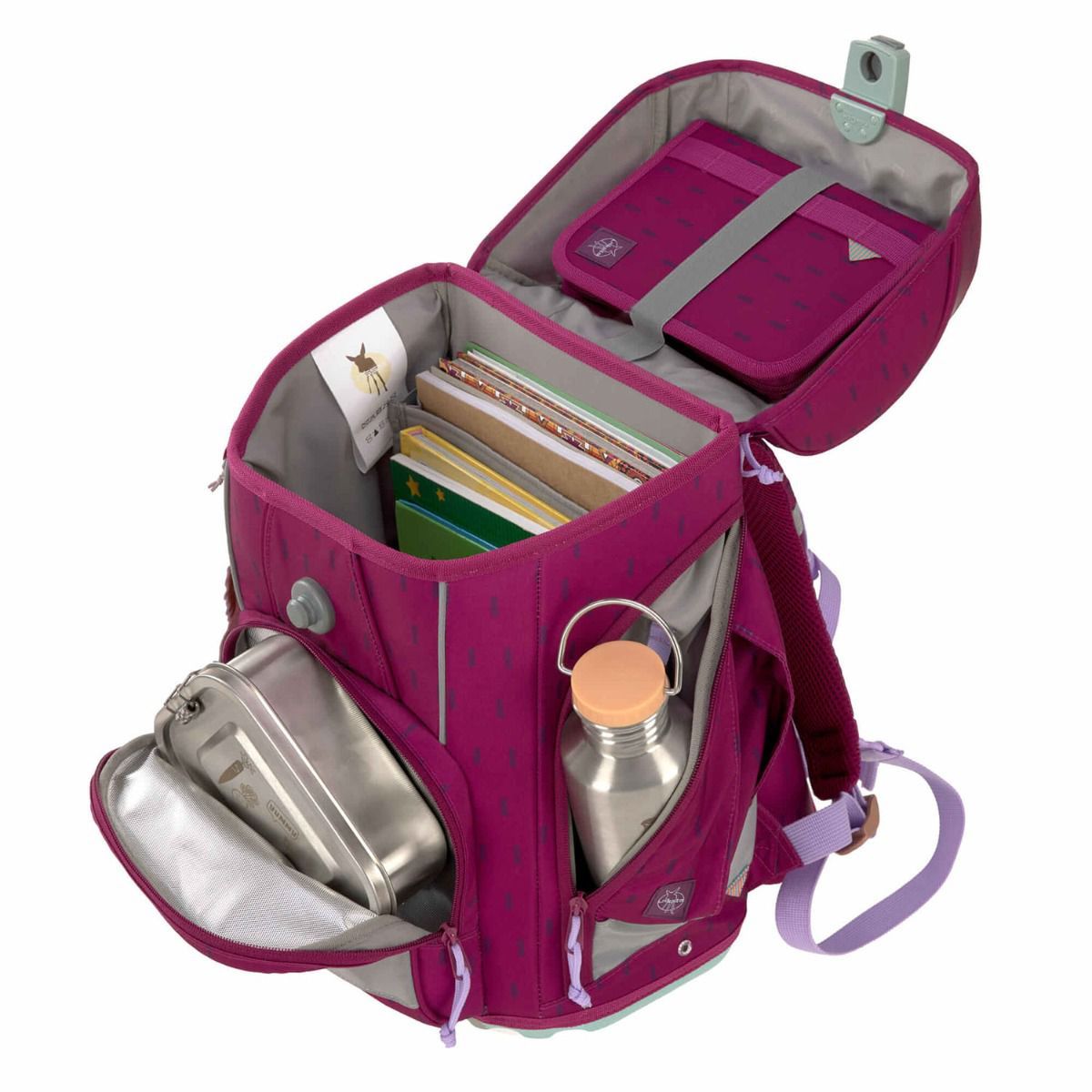 Lässig Boxy Unique Speckles Berry Schulranzen Set 7tlg.