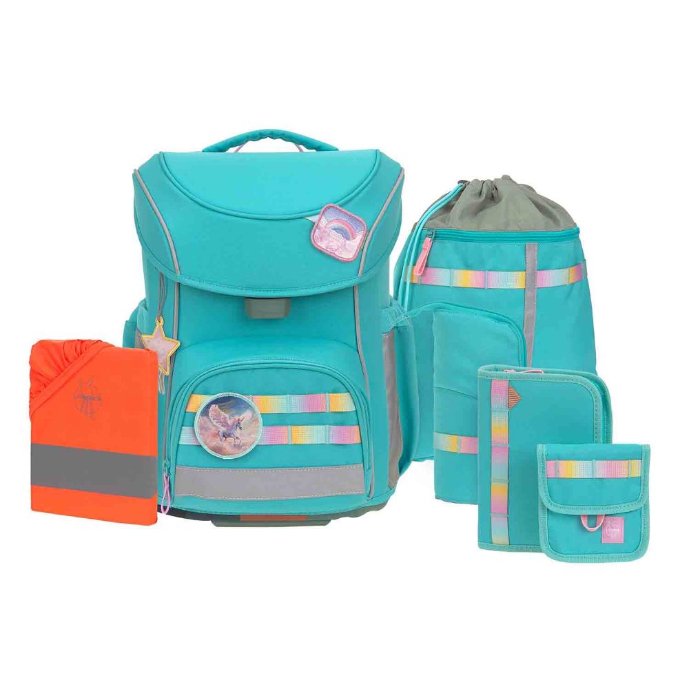 Lässig Slim Unique Turquoise Schulranzen Set 7tlg