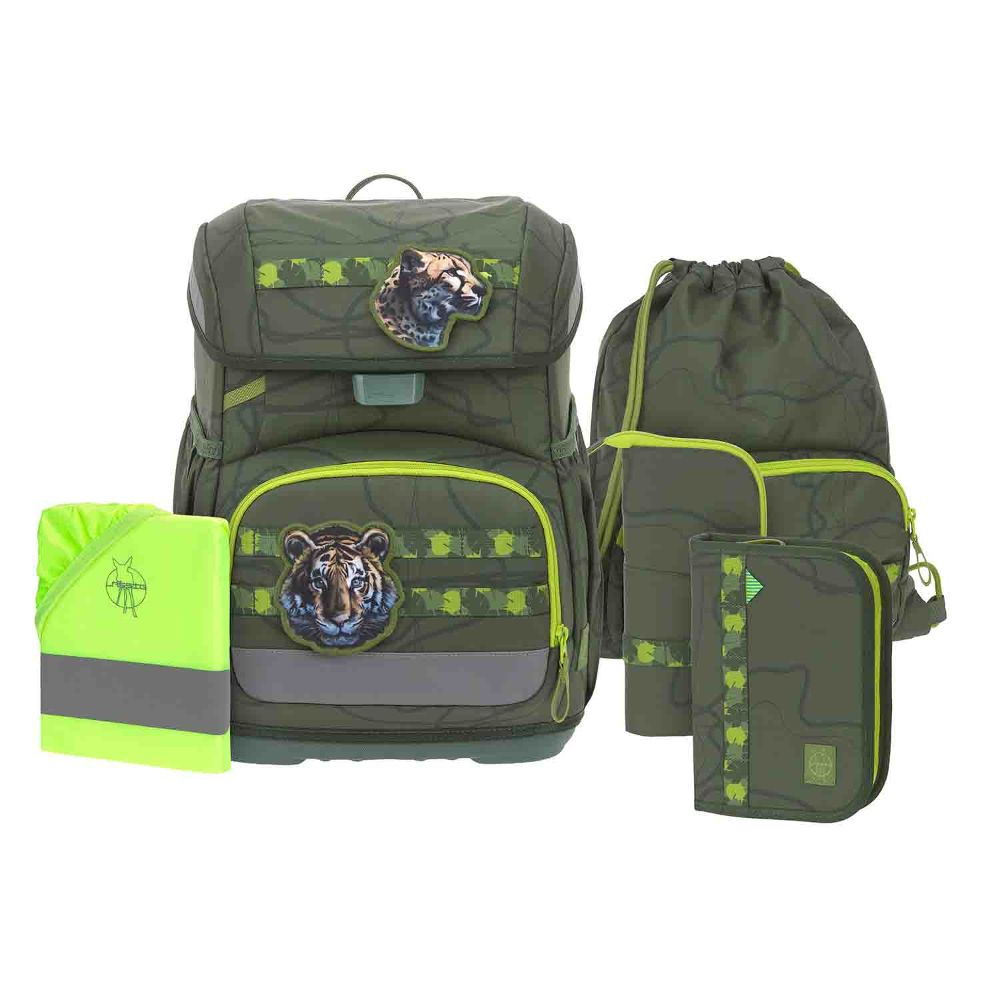 Lässig Light Unique Jungle Green Schulranzen Set 6tlg.
