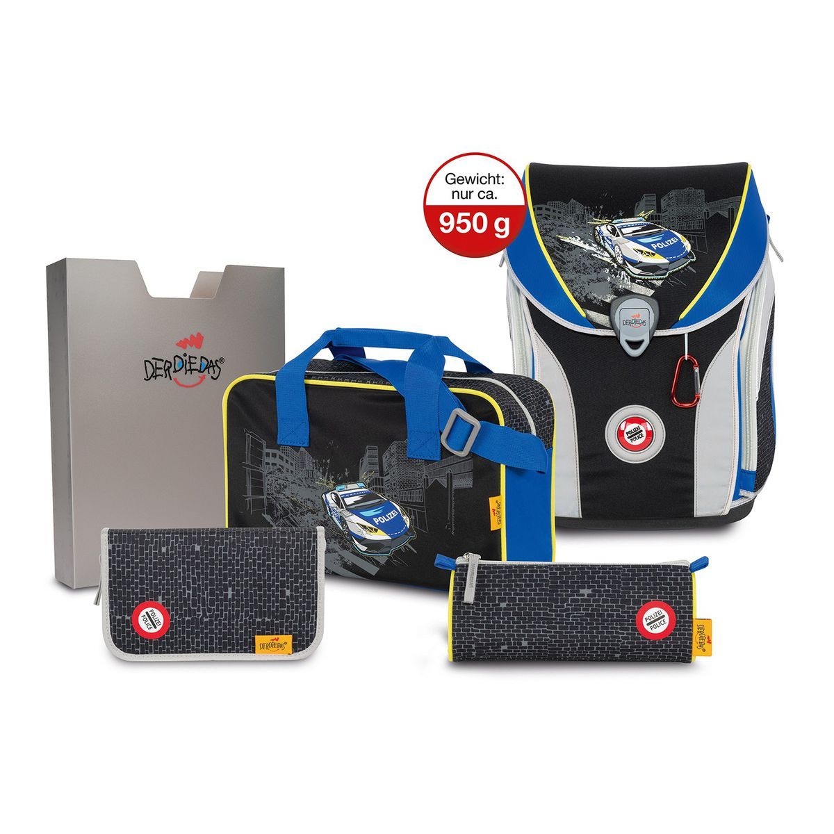DerDieDas ErgoFlex MAX Speed Police Schulrucksack Set 5tlg.