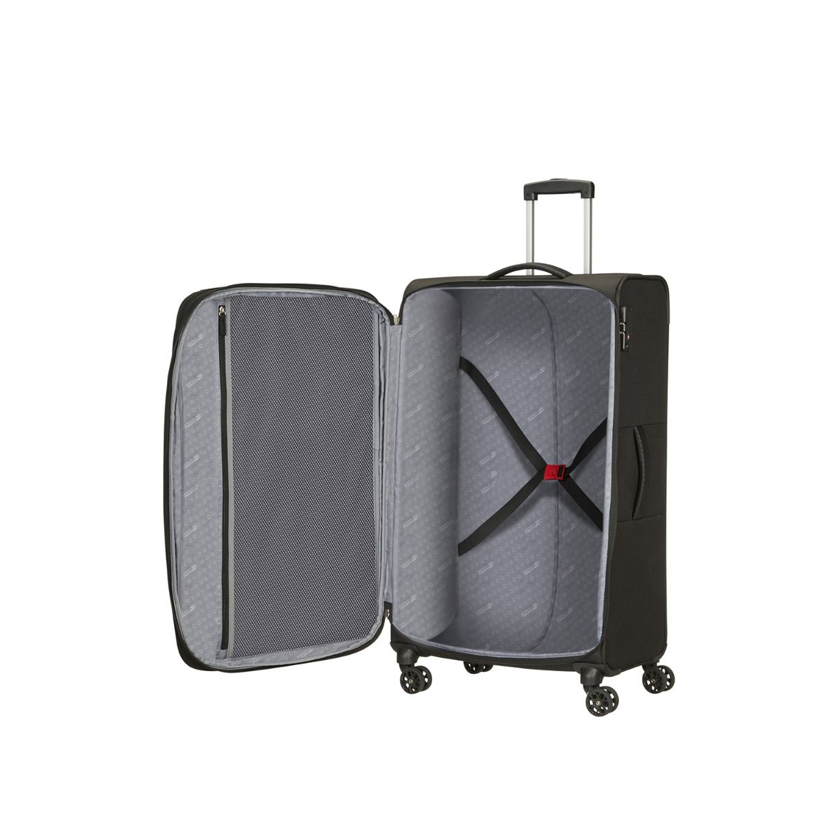 American Tourister Fun Cruise Black Red 4 Doppelrollen Trolley L 80cm