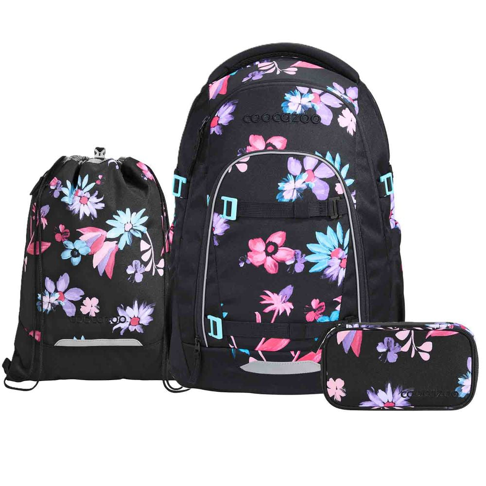 Coocazoo Mate Floral Artnight Schulrucksack Set 3tlg.