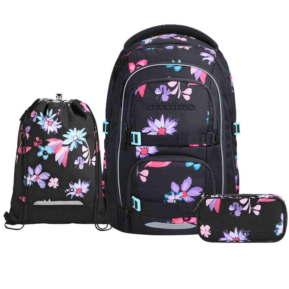 Coocazoo Porter Floral Artnight Schulrucksack Set 3tlg.
