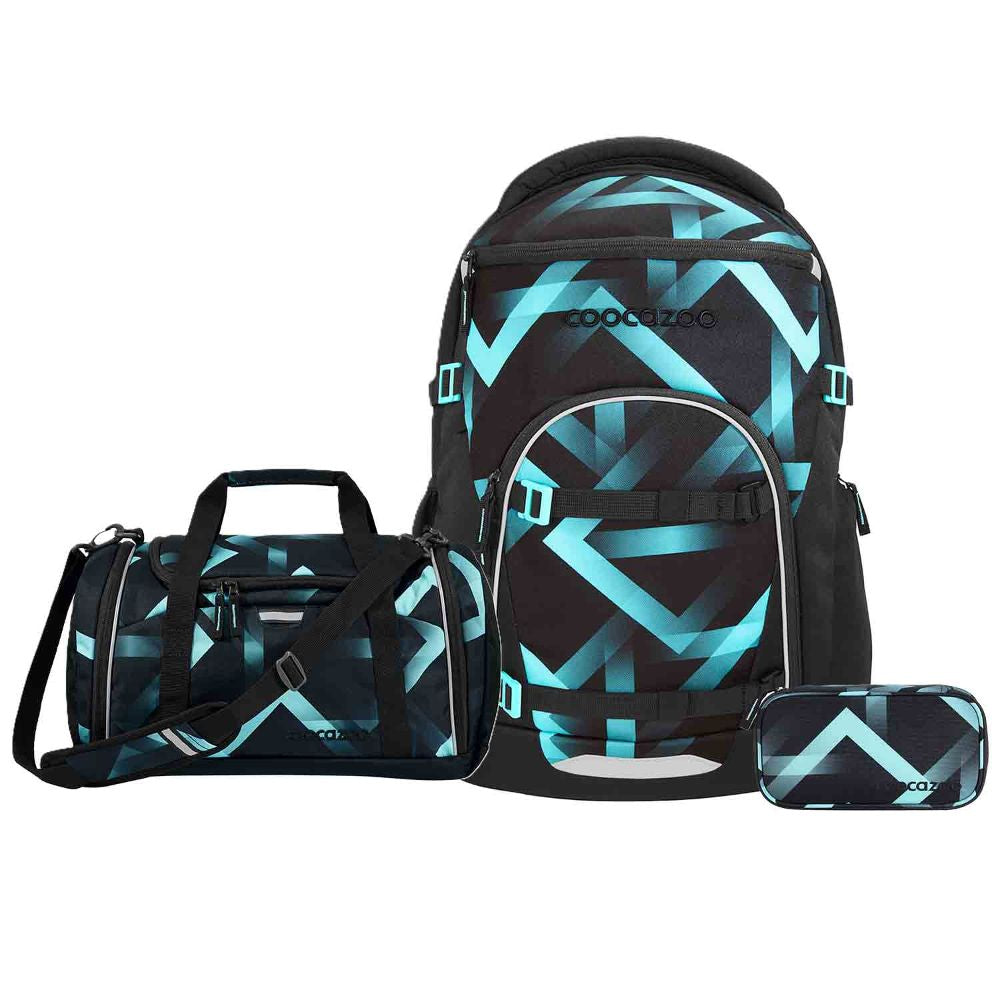 Coocazoo Byte Laser Lights Schulrucksack Set 3tlg.