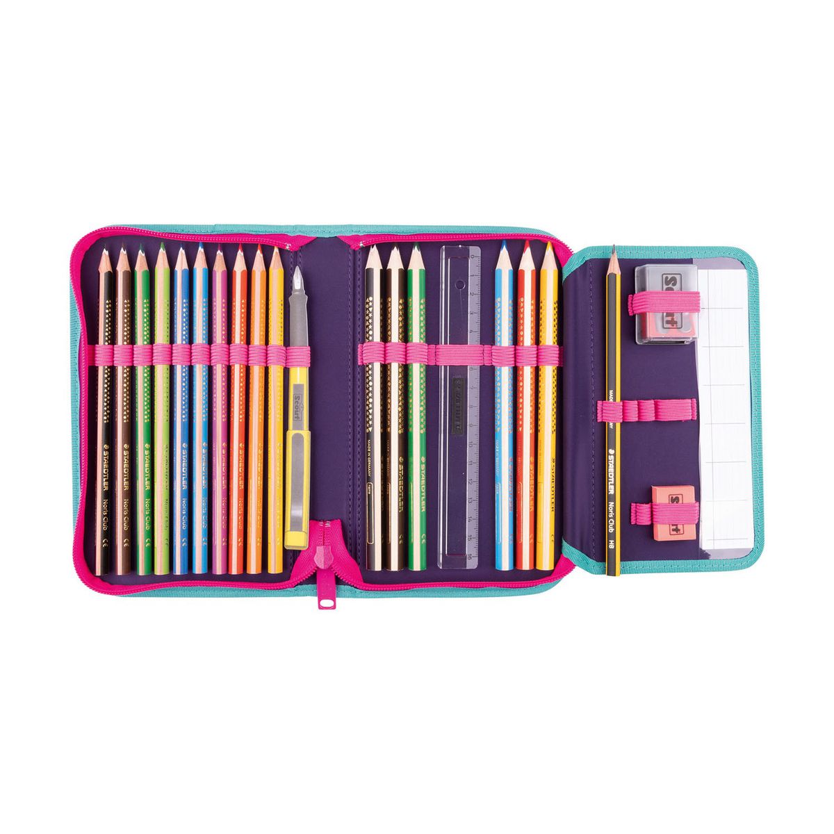 Scout Sunny Pink Rainbow Schulrucksack Set 4tlg.