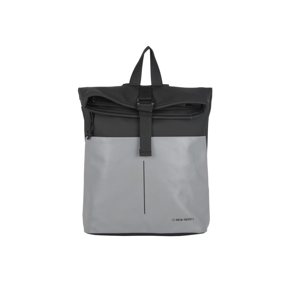 New Rebels Bowie New York Reflective Black Mini Rolltop Rucksack