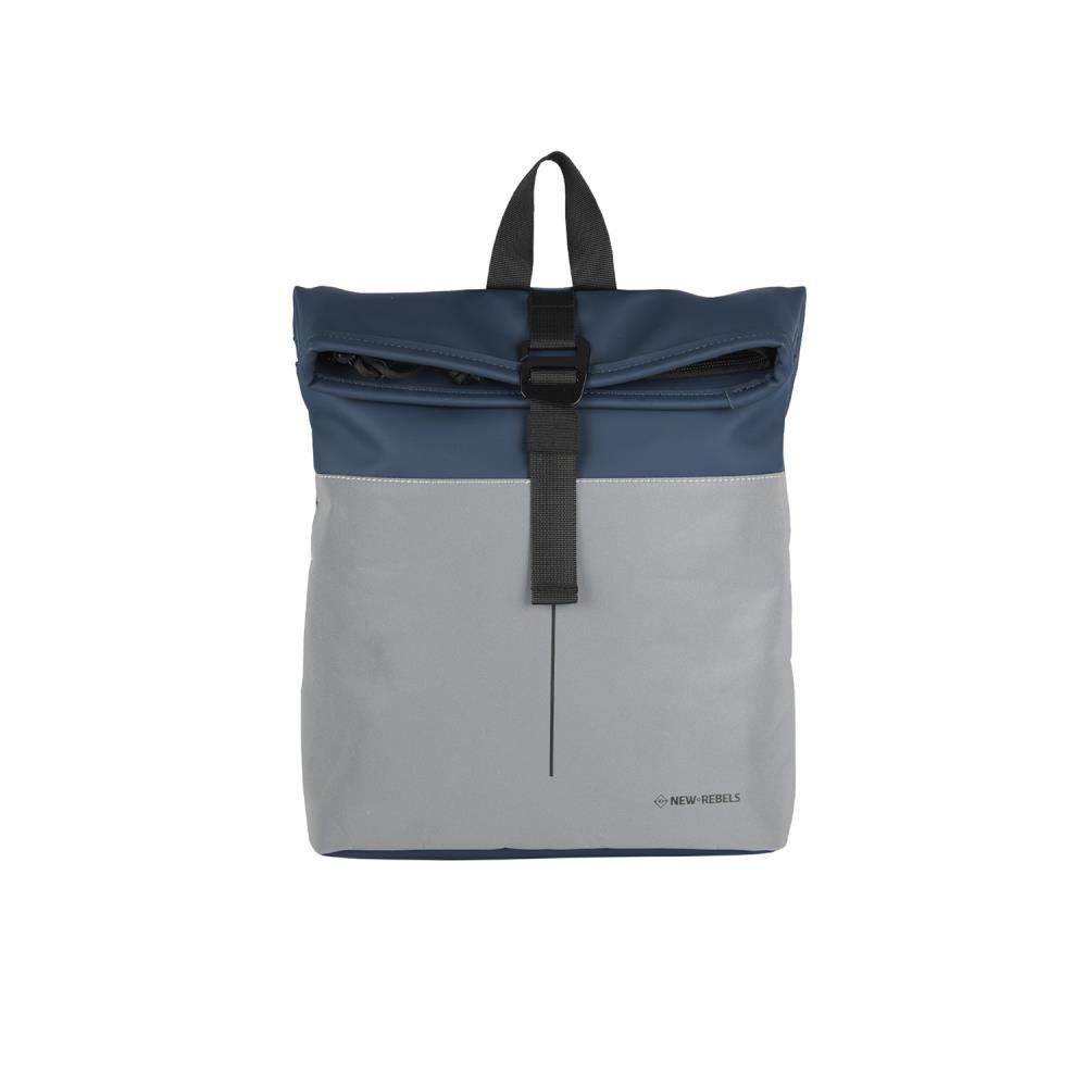New Rebels Bowie New York Reflective Navy Mini Rolltop Rucksack