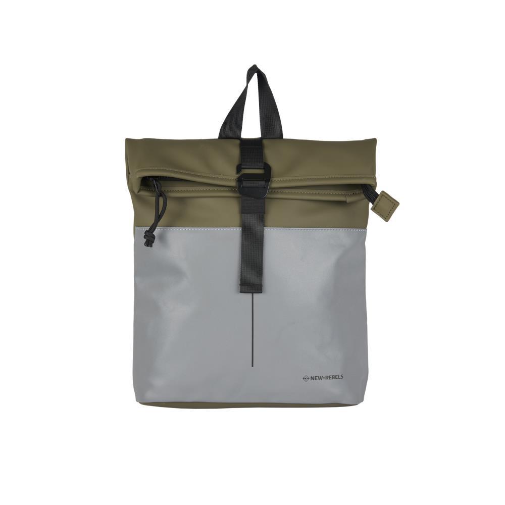 New Rebels Bowie New York Reflective Olive Mini Rolltop Rucksack