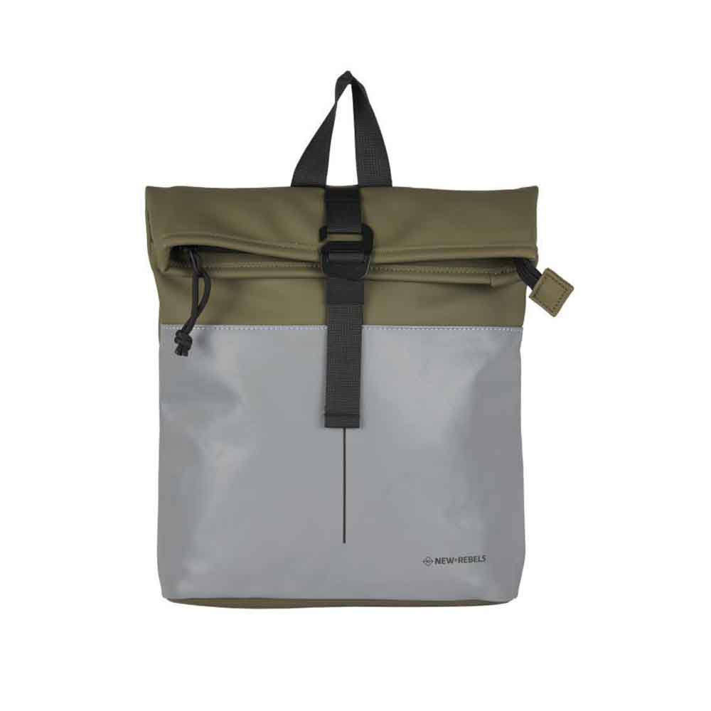 New Rebels Bowie New York Reflective Olive Mini Rolltop Rucksack