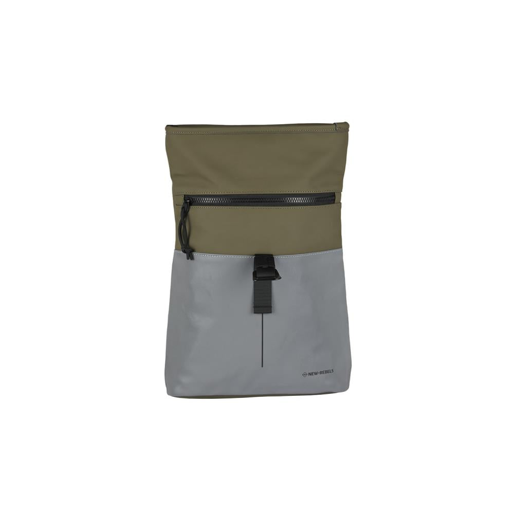 New Rebels Bowie New York Reflective Olive Mini Rolltop Rucksack