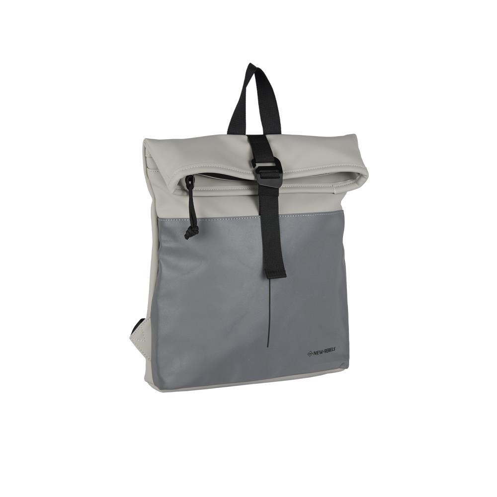 New Rebels Bowie New York Reflective Light Grey Mini Rolltop Rucksack