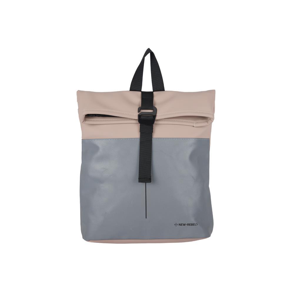 New Rebels Bowie New York Reflective Old Pink Mini Rolltop Rucksack