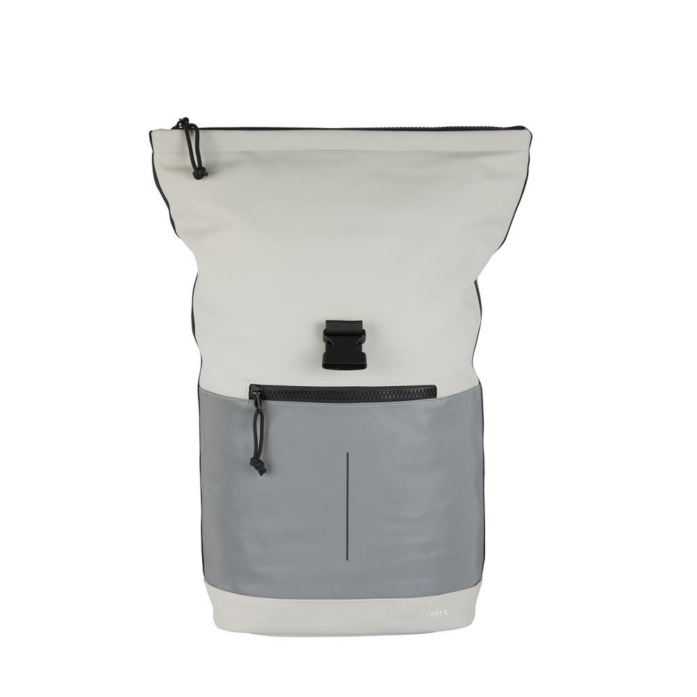 New Rebels Bowie New York Reflective Light Grey Rolltop Rucksack