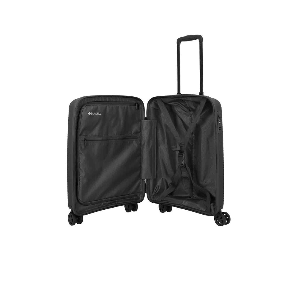 Travelite Air Stripe Schwarz 4-Doppelrollen Trolley S 55cm