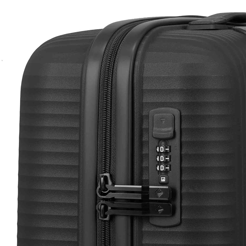 Travelite Air Stripe Schwarz 4-Doppelrollen Trolley S 55cm