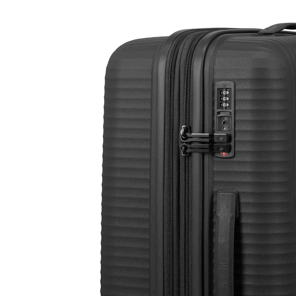 Travelite Air Stripe Schwarz 4-Rollen Trolley M erweiterbar 66cm