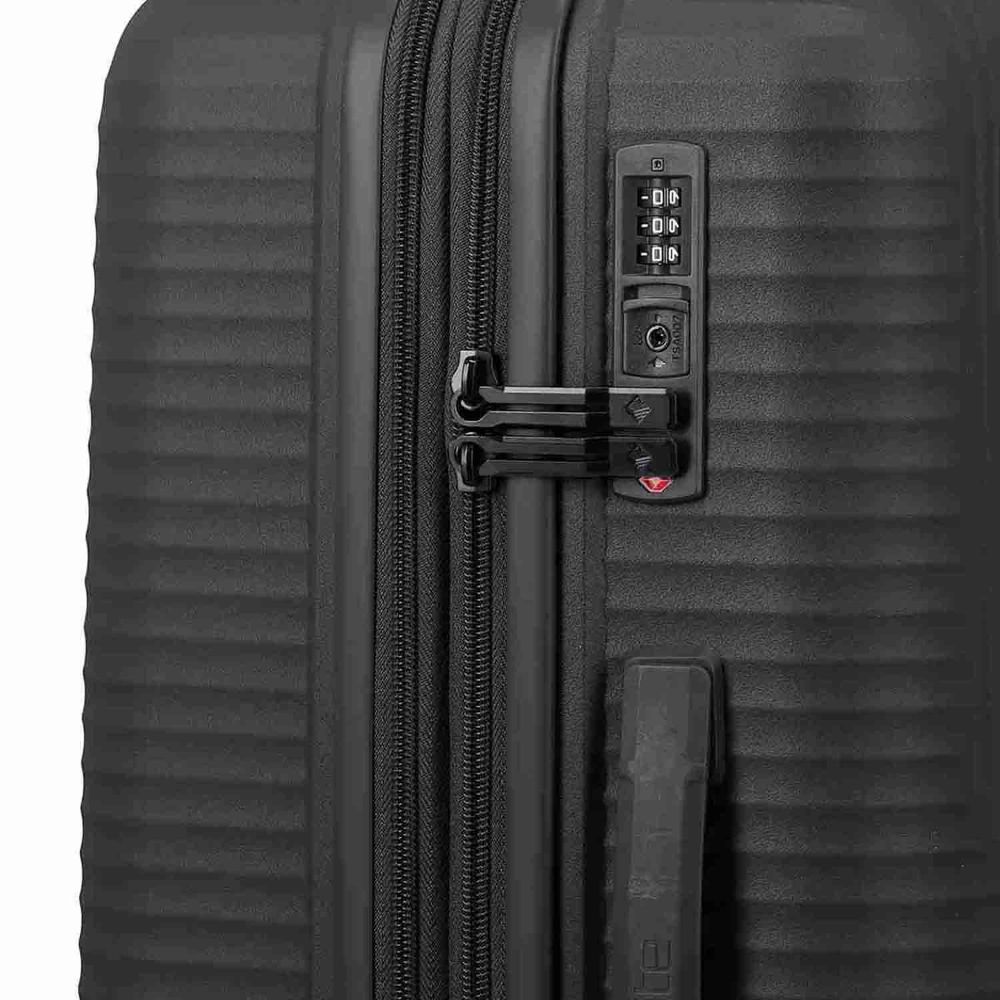 Travelite Air Stripe Schwarz 4-Doppelrollen Trolley M erweiterbar 66cm