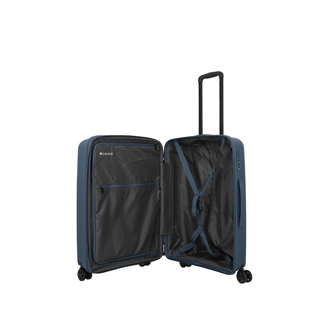 Travelite Air Stripe Navy 4-Rollen Trolley M erweiterbar 66cm