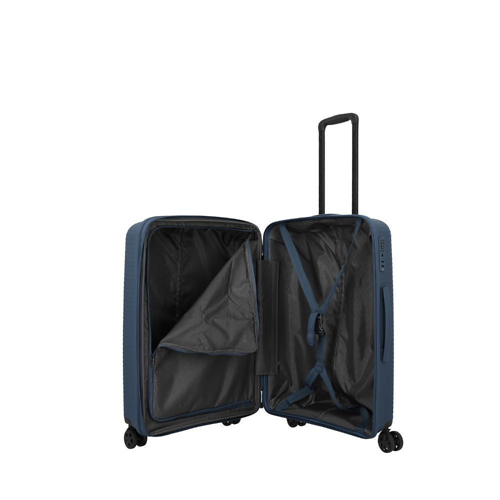 Travelite Air Stripe Navy 4-Rollen Trolley M erweiterbar 66cm