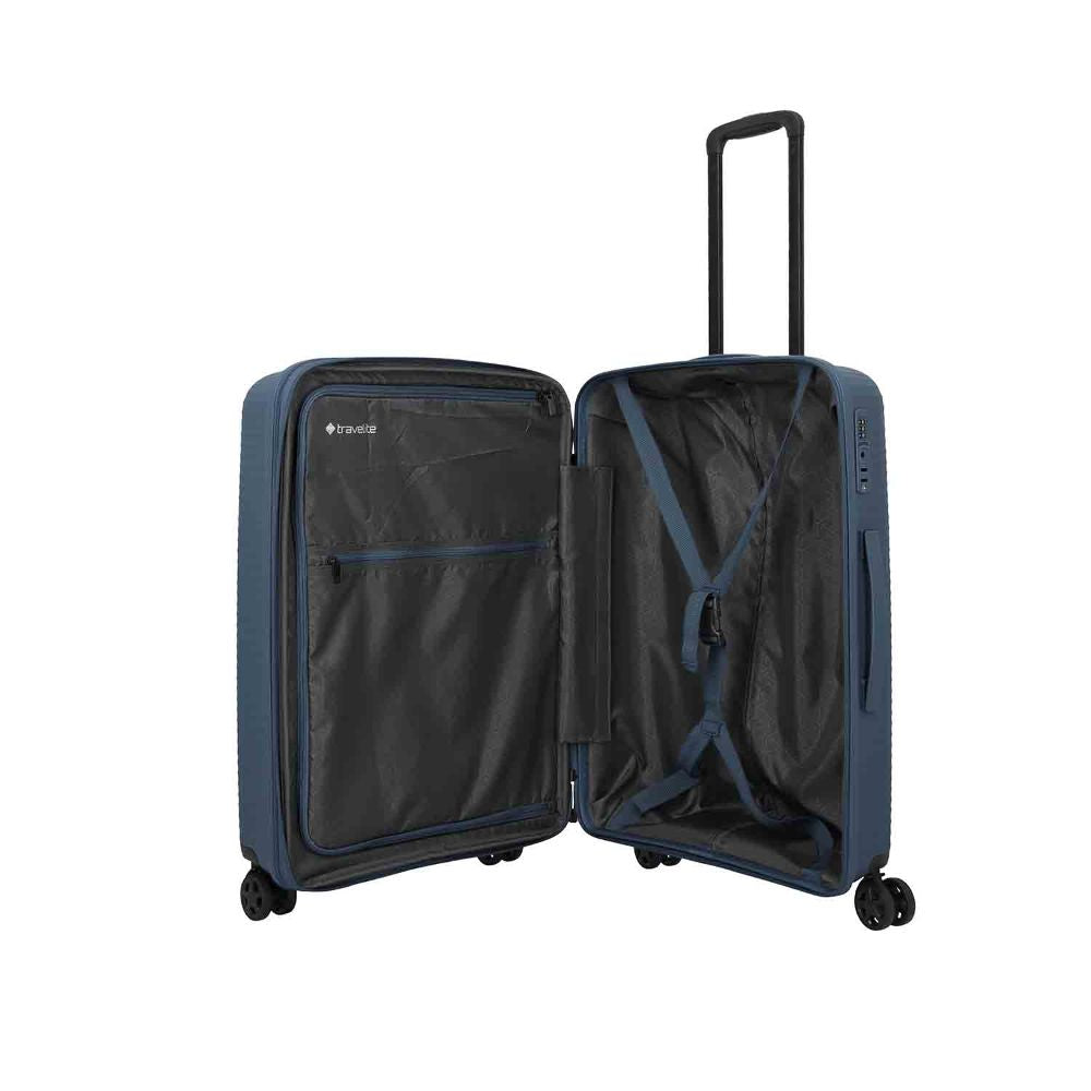 Travelite Air Stripe Navy 4-Doppelrollen Trolley M erweiterbar 66cm