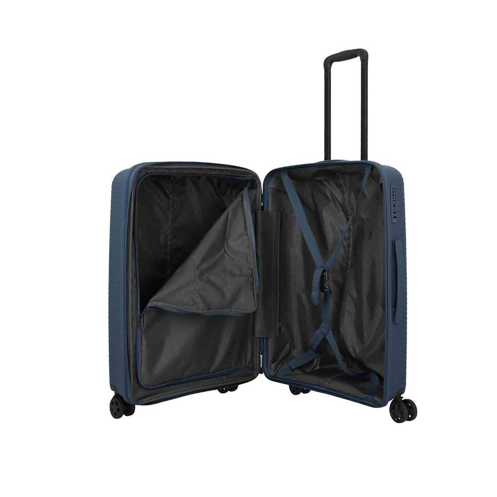 Travelite Air Stripe Navy 4-Doppelrollen Trolley M erweiterbar 66cm