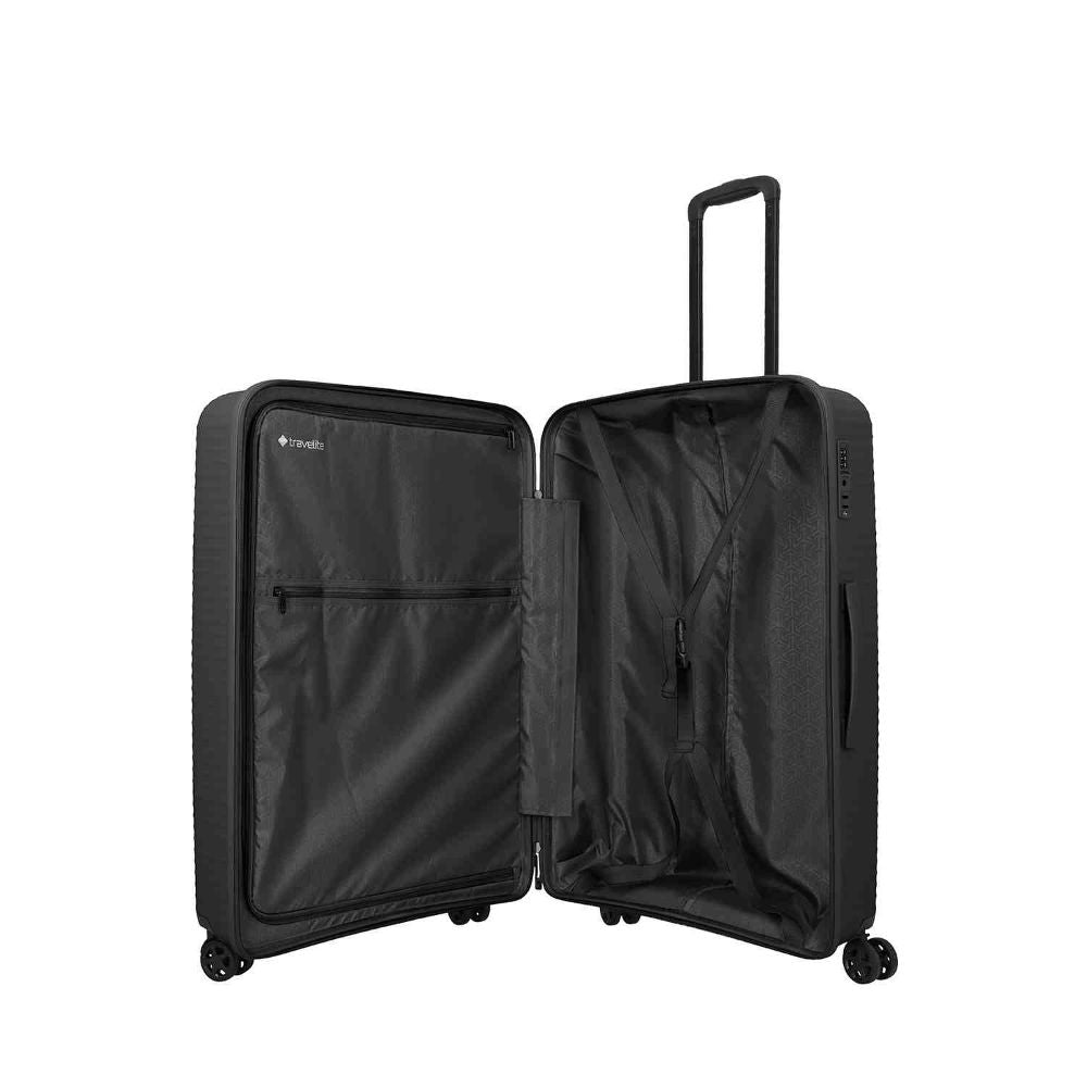 Travelite Air Stripe Schwarz 4-Doppelrollen Trolley L 77cm