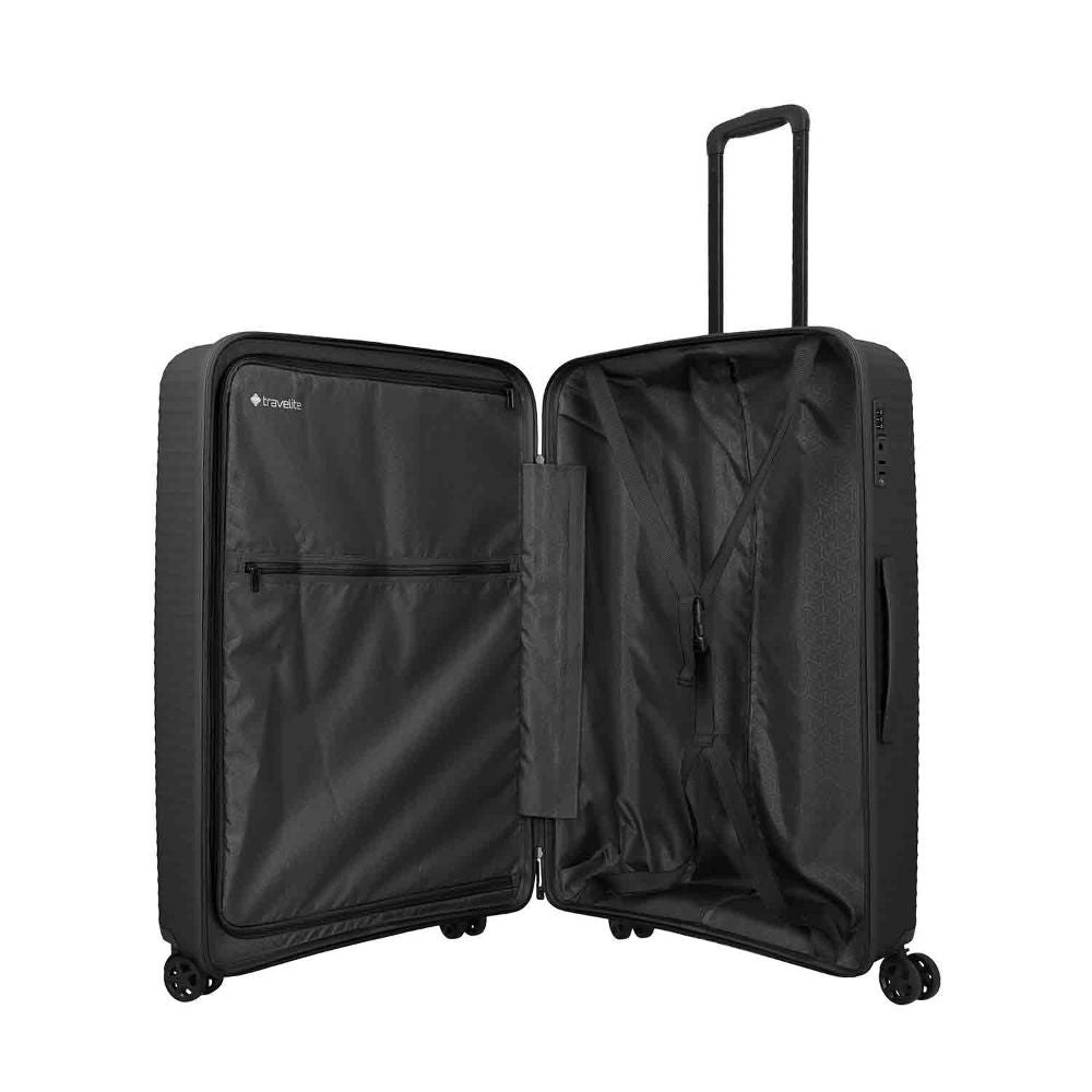 Travelite Air Stripe Schwarz 4-Doppelrollen Trolley L 77cm