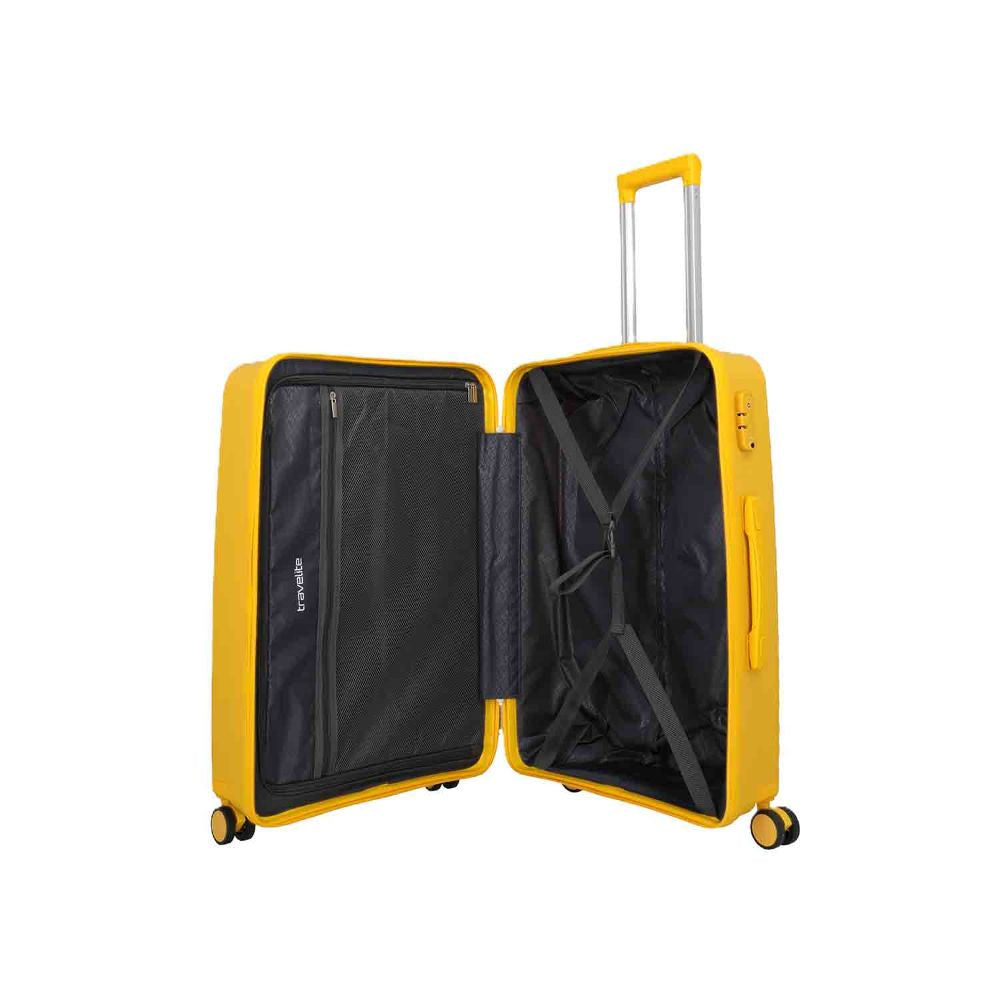 Travelite Pacific Yellow 4 Doppelrollen Trolley M 67 cm