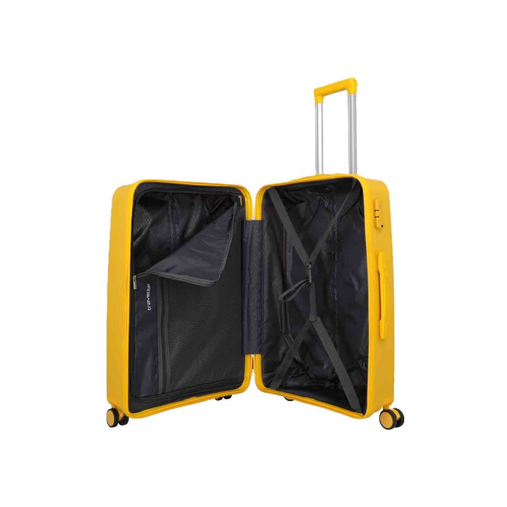 Travelite Pacific Yellow 4 Doppelrollen Trolley M 67 cm