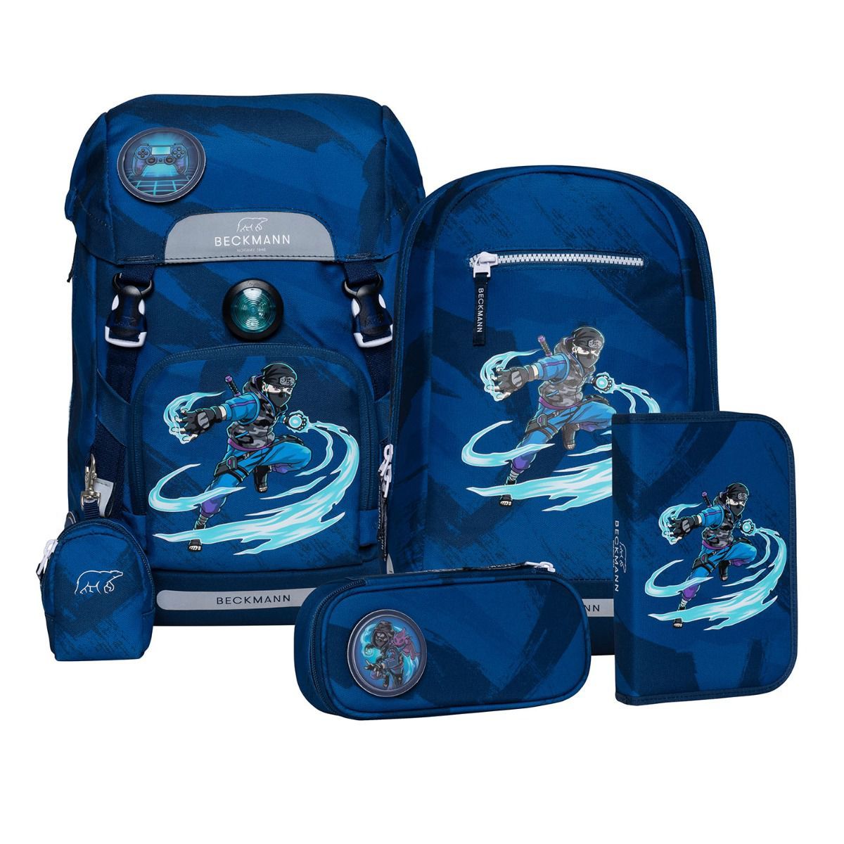 Beckmann Classic Ninja Master Blue Schulrucksack Set 6tlg. Exklusiv Kollektion