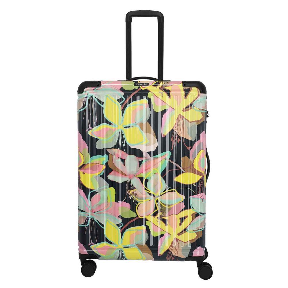 Travelite Cruise Gelbe Orchidee 4-Doppelrollen Trolley L 77 cm