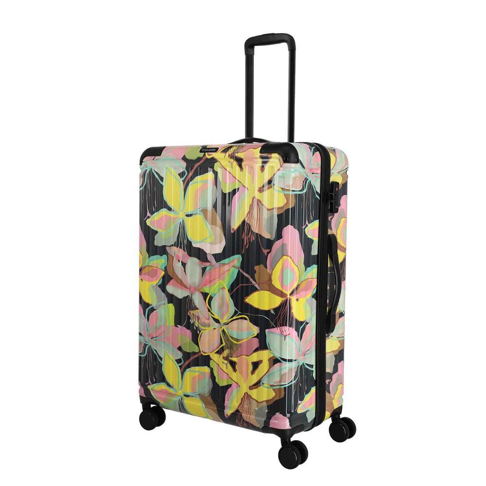 Travelite Cruise Gelbe Orchidee 4-Doppelrollen Trolley L 77 cm