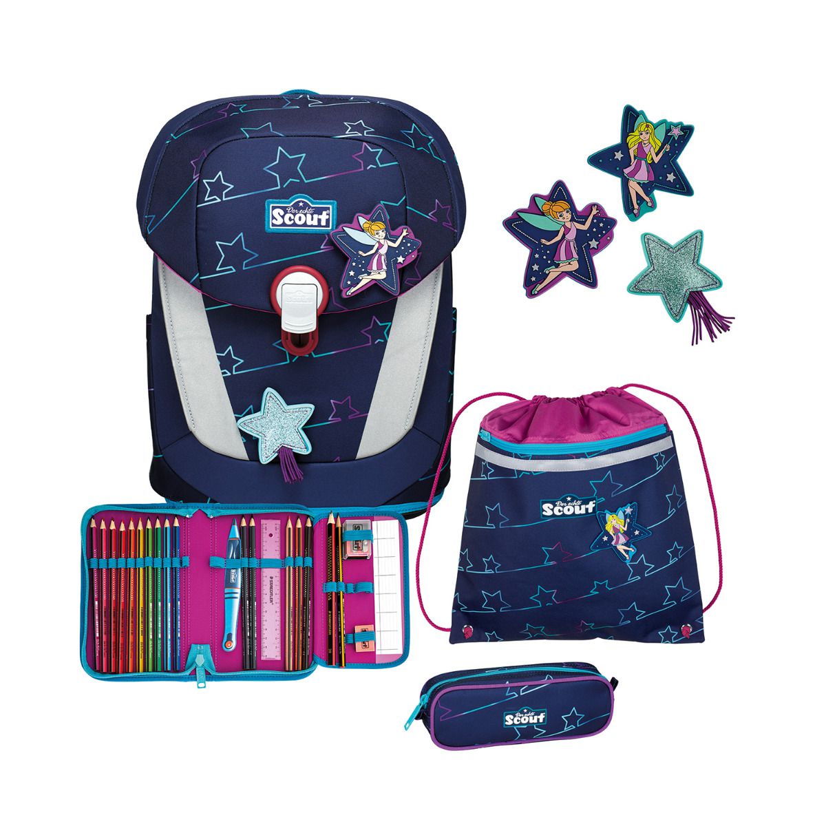 Scout Sunny II Blue Star Schulranzen Set 4tlg.