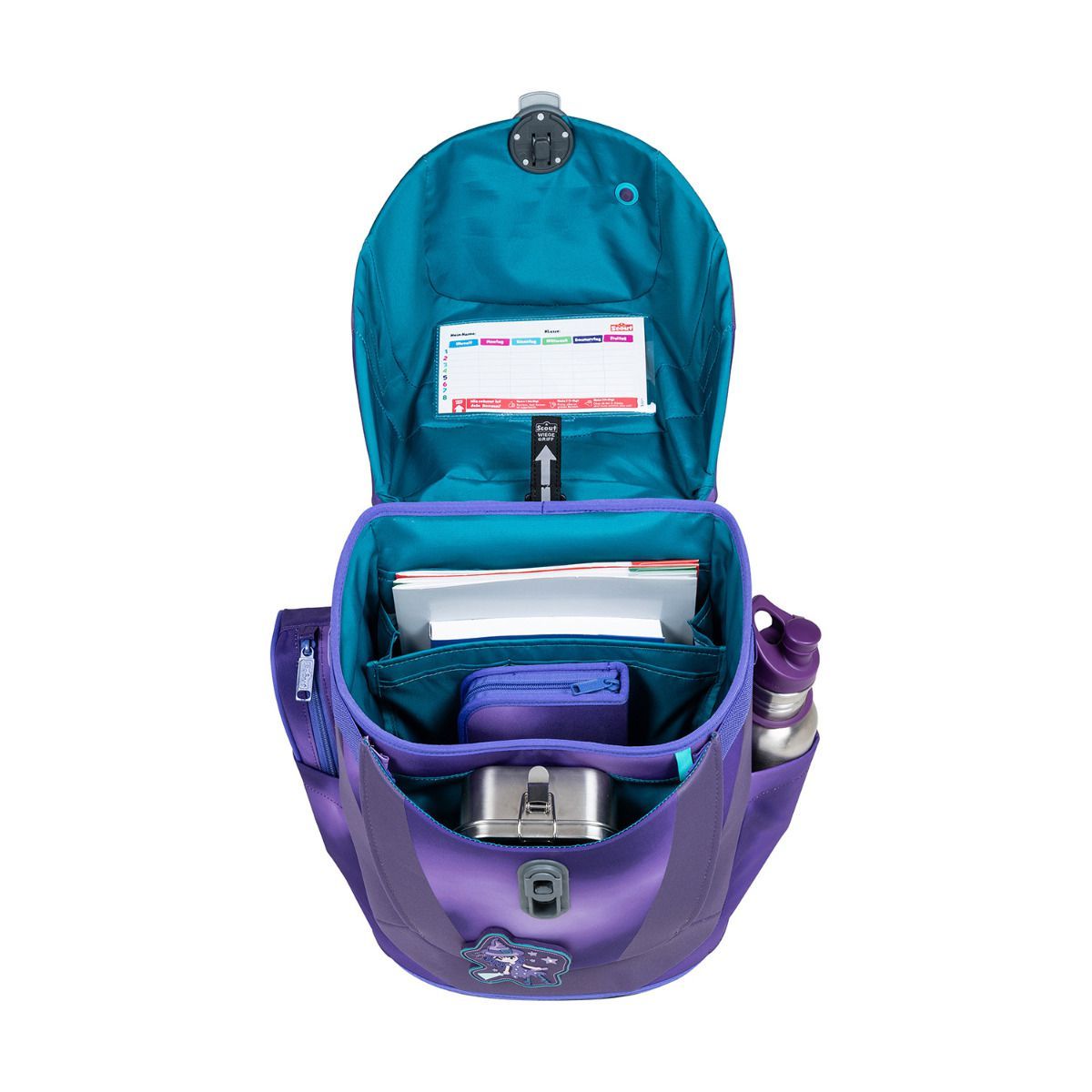 Scout Exklusiv Sunny II Superflash Purple Magic Schulranzen Set 4tlg.